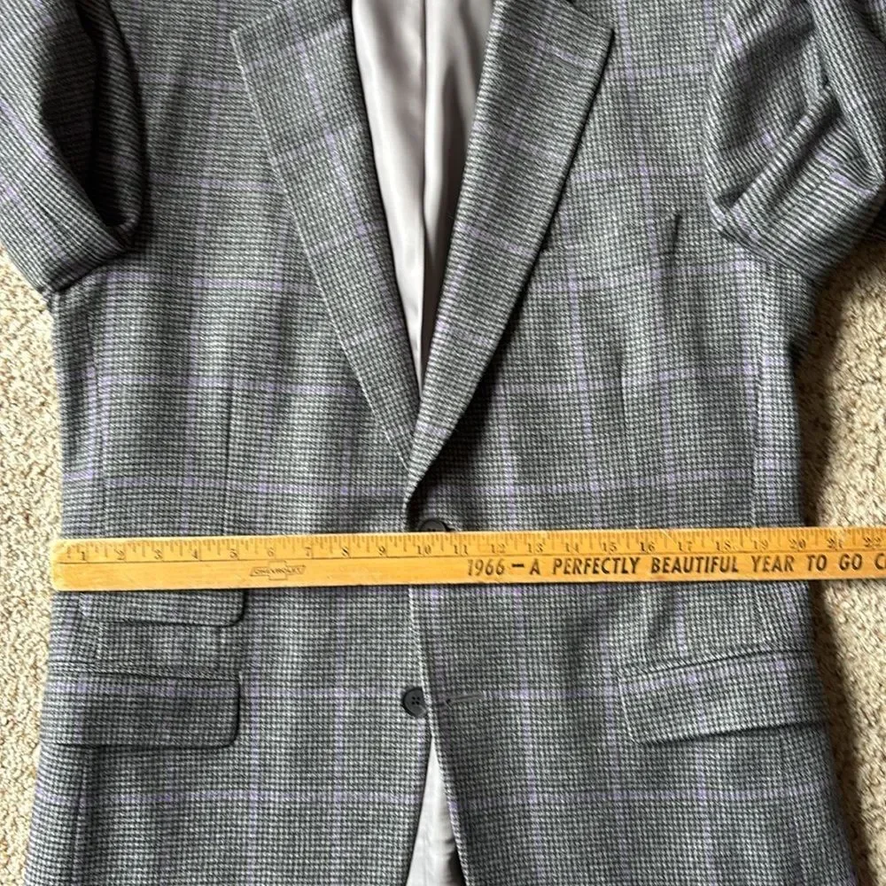 Paul Stuart Men’s Gray Lavender Houndstooth Windowpane Check Sportcoat 42 L